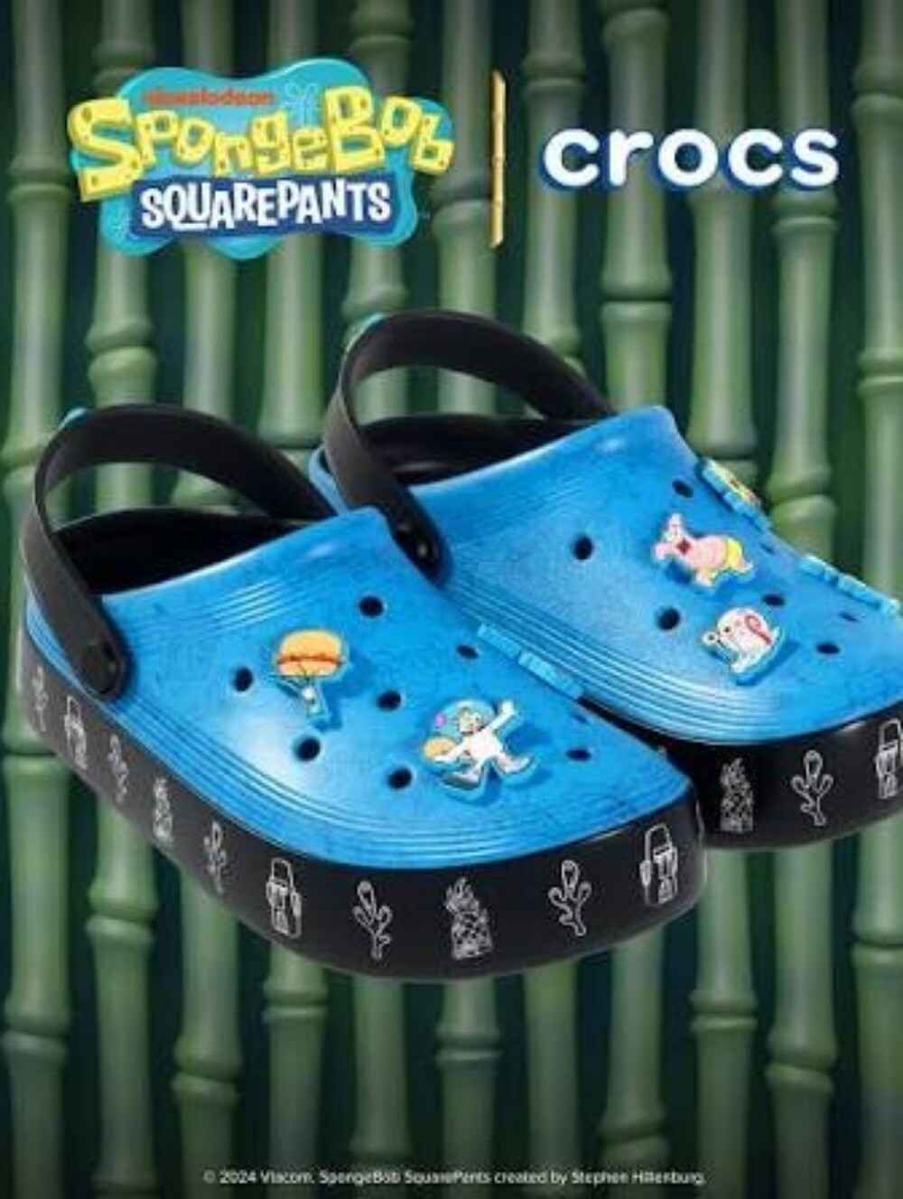 SPONGEBOB CROCS SZ 4 Juniors or Womens Size 6 Blue With Jibbitz